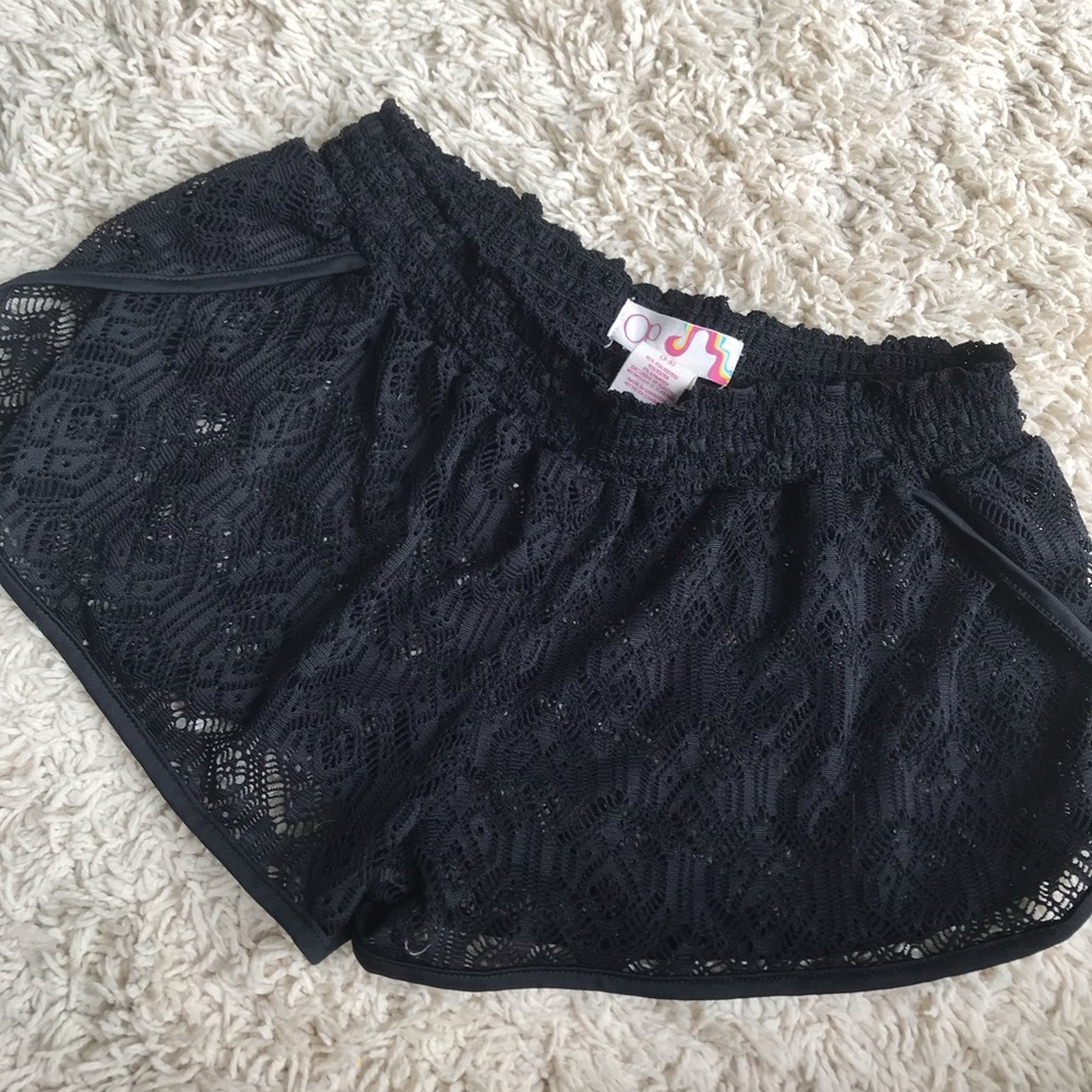 Black lace OP swim coverup shorts
